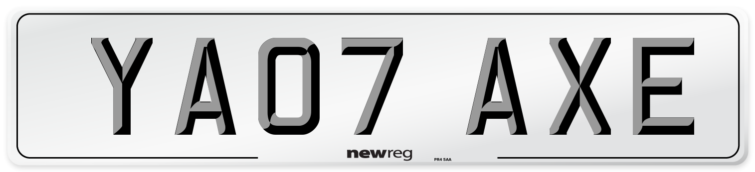 YA07 AXE Number Plate from New Reg
